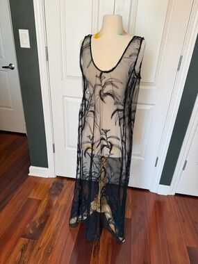 BNWT Plan C Sheer Black Embroidered Maxi Dress
